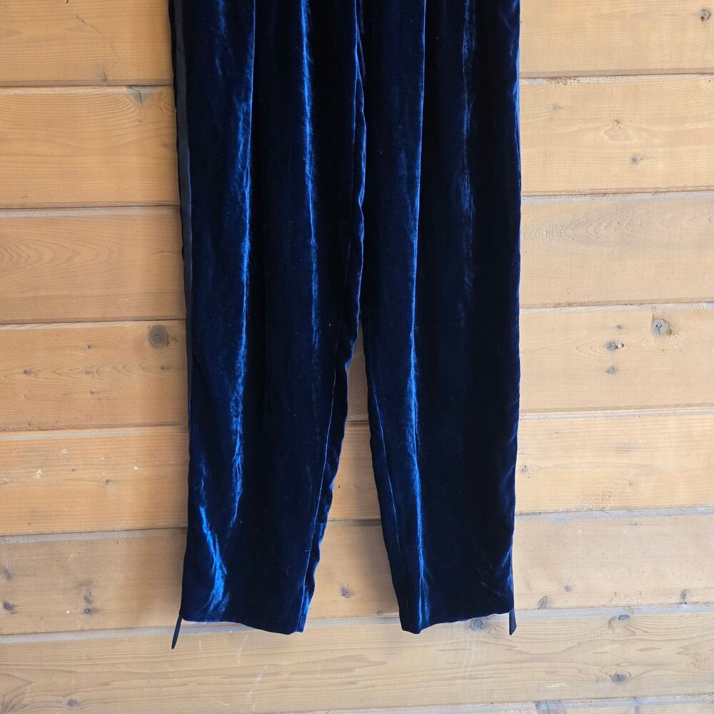 Magda Butrym Jena Tuxedo Pant RTW 2018 Blue Velvet 34 2 Side Stripe High Waisted - Picture 3 of 7
